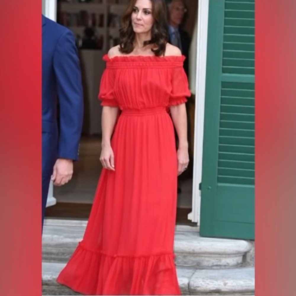 🆕Pink Off The Shoulder Flounced Flowy Ruffled Maxi Dress With Tasseled Belt - Picture 14 of 14